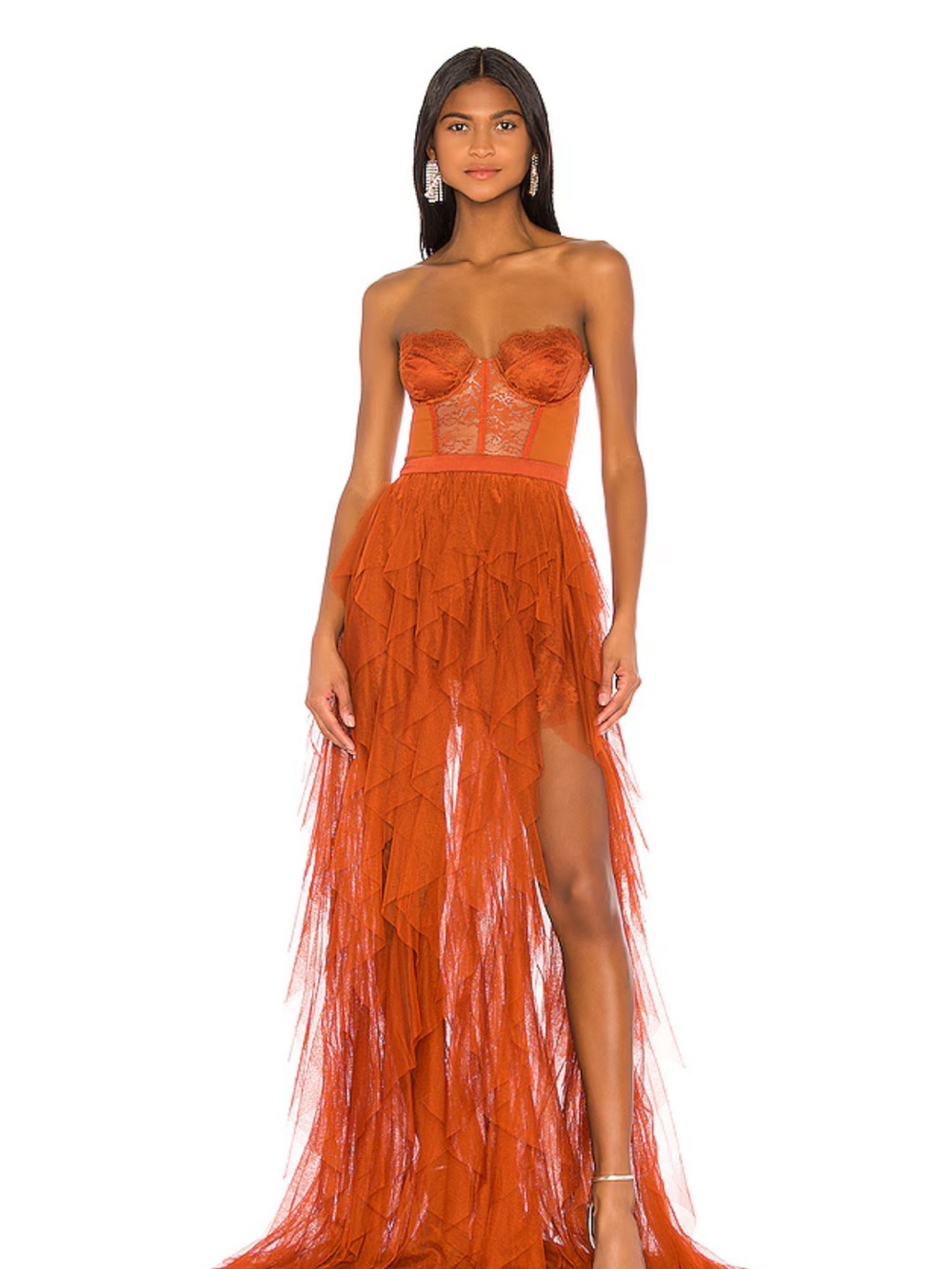 x REVOLVE Bustier Gown in Rust For love and lemons